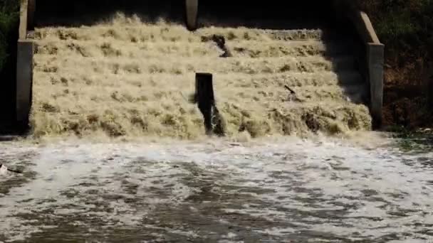 Smutsigt Vatten Från Vattenreningsverk — Stockvideo