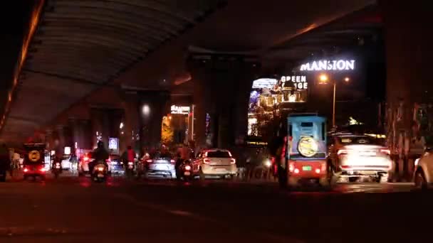 Tempo Trânsito Cidade Deli Índia Durante Hora Ponta Noite — Vídeo de Stock