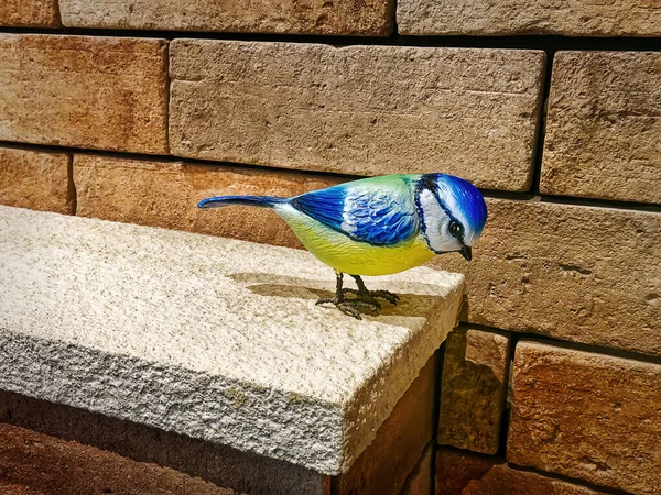 Small Colorful Bird Model Standing Wall — Stock Photo, Image