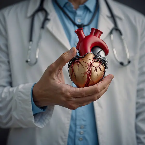 Läkare Konstgjort Hjärta Stetoskop Teknik Kirurgi Behandling Innovation Framtid Liv Stockfoto