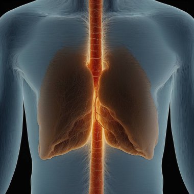 Looking through the body to see the lungs, Generative Ai  illustration clipart
