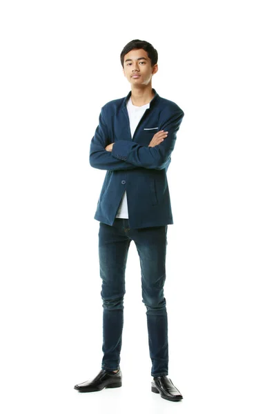 Full Body Portrait Early Teenage Boy Smart Slim Tall Asian — Stock Photo, Image