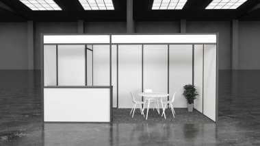 Ticaret fuarı pavyonu içinde ışıklandırmalı Booth 3D görüntüleme