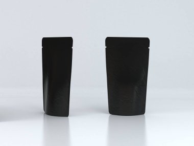 3D Illustration. Plastik siyah Kese Paketi Beyaz arkaplan oluşturucu