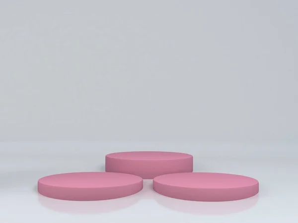 Gris Fondo Producto Exhibición Podio Escena Con Plataforma Geométrica Rosa — Foto de Stock