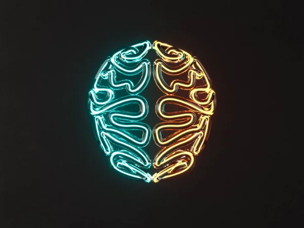 Скляний Стилізований Мозок Освітлений Різними Кольоровими Неоновими Флюоресцентними Трубами Ізольованому — стокове фото