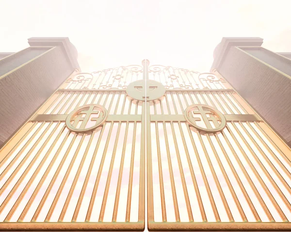 Concept Représentant Les Portes Dorées Majestueuses Perlées Fermées Paradis Rétro — Photo