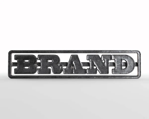 Ein Metall Branding Eisen Mit Dem Wort Marke Als Markierungsbereich — Stockfoto