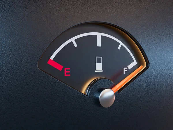 Closeup Benzin Plyn Gage Ukazující Jehly Při Plném Tmavém Pozadí — Stock fotografie