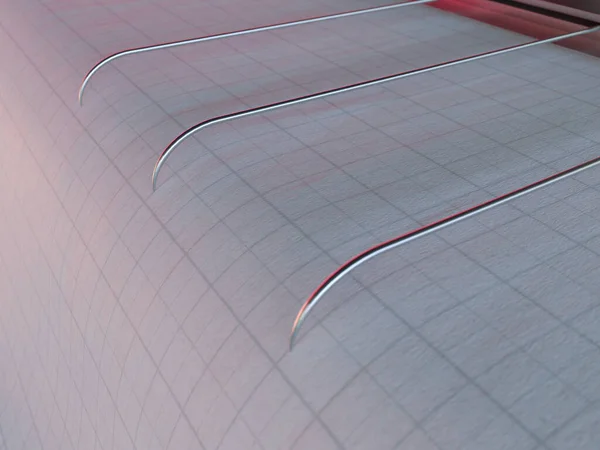 地震活動と地震活動を描いたグラフペーパー上の地震計針の閉鎖 3Dレンダリング — ストック写真