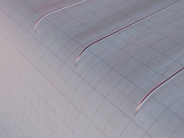 Detailní Záběr Seismografických Strojových Jehel Grafovém Papíru Zobrazující Seizmickou Ušní — Stock fotografie