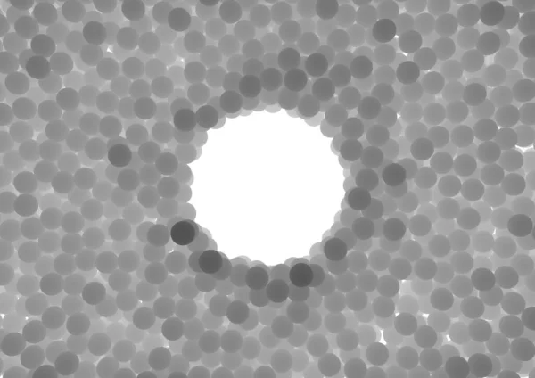 一个圆形的空隙被一系列半透明的白橡胶球围绕着 形成一个坚实的背景 3D渲染 — 图库照片
