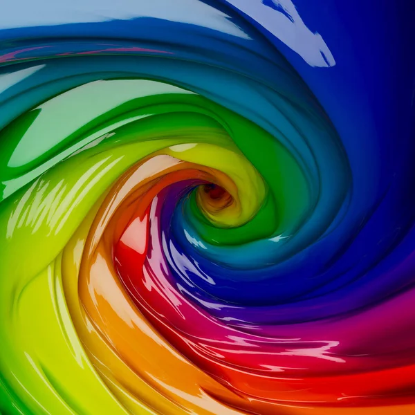 Een Concept Met Een Wervelende Draaikolk Van Reflecterende Dikke Regenboogkleuren — Stockfoto
