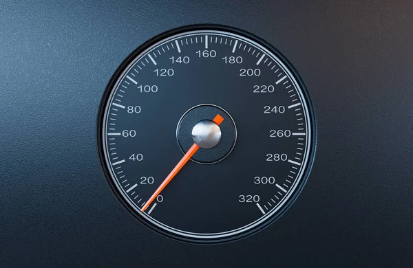 Vanlig Bilhastighetsmätare Med Orange Nål Som Pekar Mot Långsam Hastighet — Stockfoto