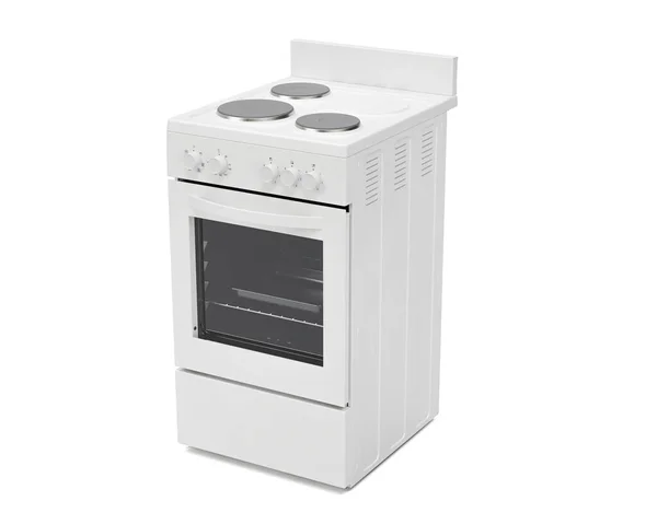 一个独立背景的白色通用无牌独立家用炉灶和烤箱厨房用具单元 3D渲染 免版税图库图片