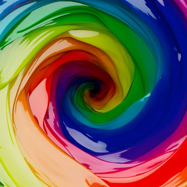 Concept Showing Swirling Vortex Whirlpool Reflective Thick Rainbow Colors Render — Stock Photo, Image