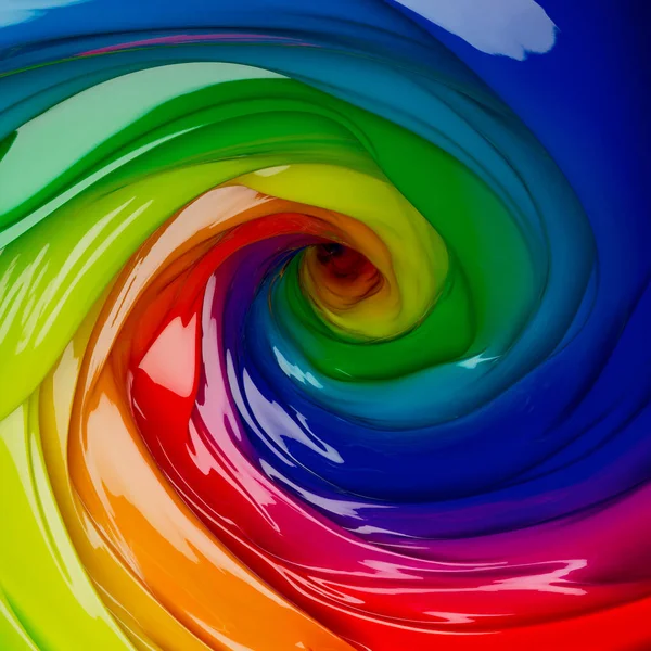Concetto Che Mostra Vortice Vorticoso Colori Arcobaleno Spessi Riflettenti Rendering — Foto Stock