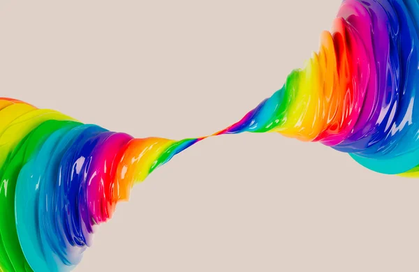 孤立した背景に光沢のある明るい虹色で作られた2つの接続された旋風渦を示す概念 3Dレンダリング — ストック写真