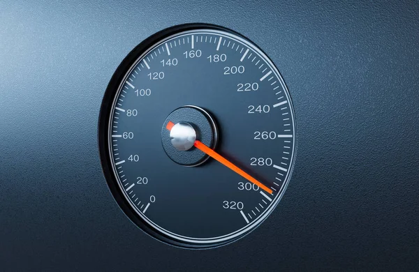 Vanlig Bilhastighetsmätare Med Orange Nål Som Pekar Mot Hög Hastighet — Stockfoto