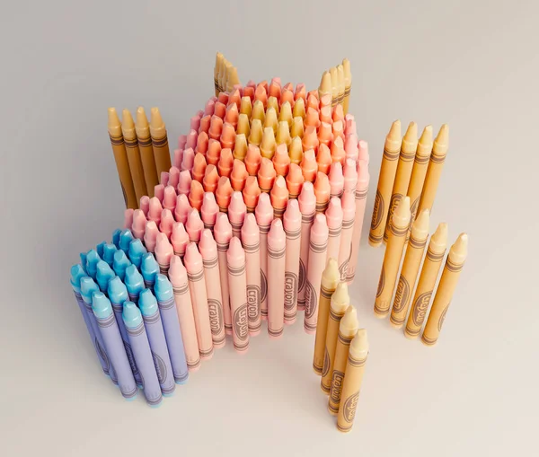 Uma Forma Lâmpada Feita Lápis Cera Infantil Retratando Criatividade Fundo — Fotografia de Stock