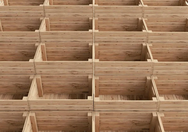 Display Empty Stacked Wooden Crates Isolated Background Render — Stock Photo, Image