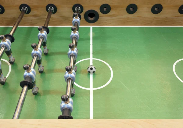 老式足球或桌球桌的一侧 有磨损的金属塑像 形状与阿根廷国家队相似 3D渲染 — 图库照片