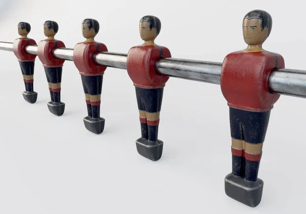Single Line Worn Figurines Vintage Foosball Table Football Table Styled — Stock Photo, Image