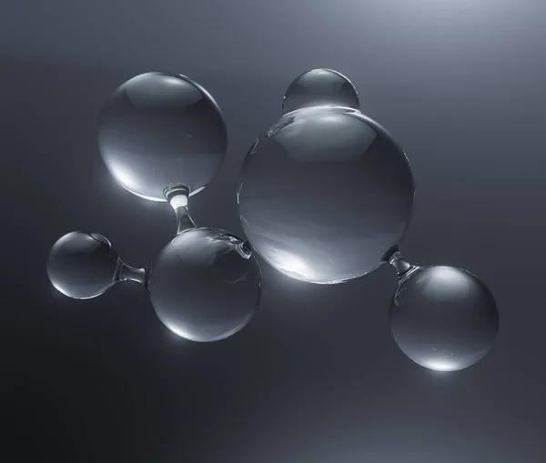 Concept Transparent Liquid Molecule Micro Background Render — Stock Photo, Image