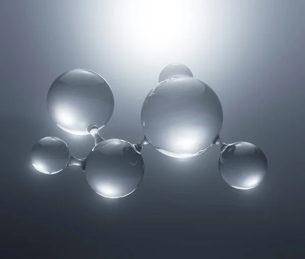 Concept Une Molécule Liquide Transparente Sur Micro Fond Rendu — Photo