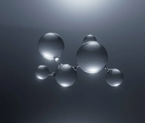 Ett Koncept Med Transparent Flytande Molekyl Mikrobakgrund Render — Stockfoto