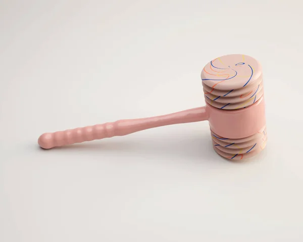 Ein Quietsche Hammer Für Kinder Aus Plastik Auf Isoliertem Hintergrund — Stockfoto