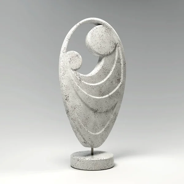 Stock image An abstract sculpture made of stone portraying a mother embracinging a baby on an isolated background - 3D render