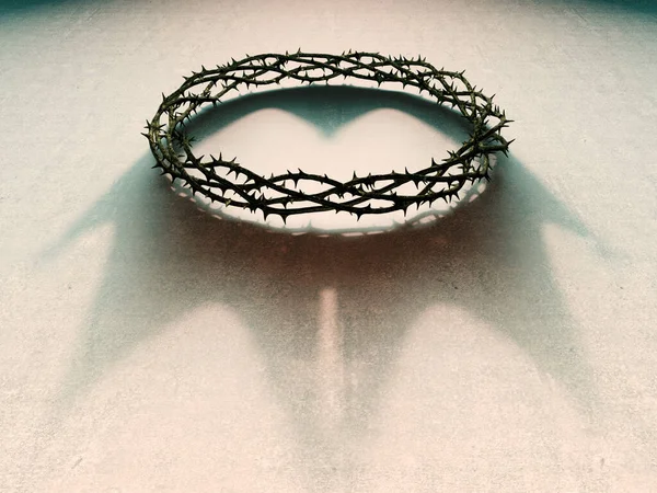 Ambiguity Concept Branches Thorns Woven Crucifixion Crown Casting Shadow Real — Stock Photo, Image