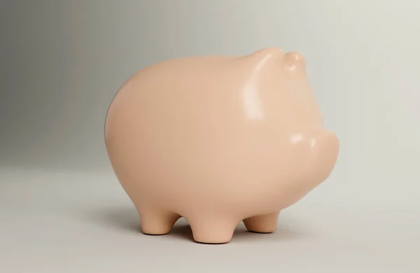 Ceramic Beige Piggy Bank Isolated Studio Background Render — Stock Photo, Image