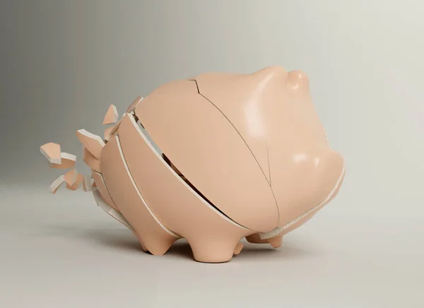 Ein Keramisches Beiges Sparschwein Mit Einem Erschütternden Rücken Auf Isoliertem — Stockfoto