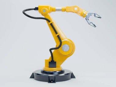 İzole edilmiş beyaz arkaplandaki bir robot otomasyon kolu - 3B oluşturucu