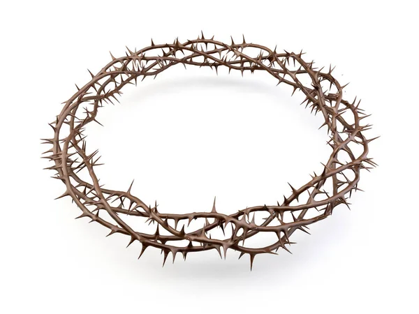 十字架を描いた冠に織り込まれたとげの枝 3Dレンダリング — ストック写真