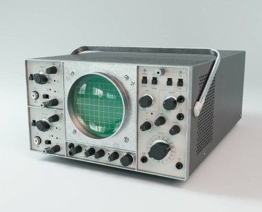A vintage classic oscilloscope machine on an isolated background - 3D render