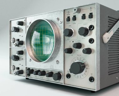 A vintage classic oscilloscope machine on an isolated background - 3D render