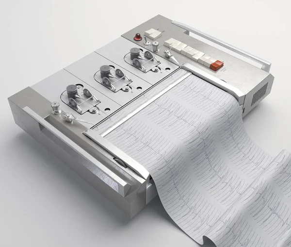 Russian Polygraph Lie Detector Machine Drawing Lines Graph Paper Studio — Stok fotoğraf