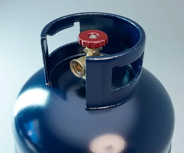 A generic metal gas cylinder with a bronze valve on an isolated white background - 3D render