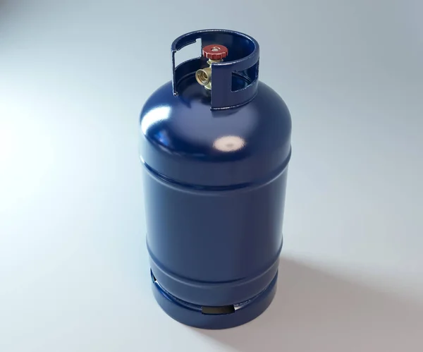 A generic metal gas cylinder with a bronze valve on an isolated white background - 3D render