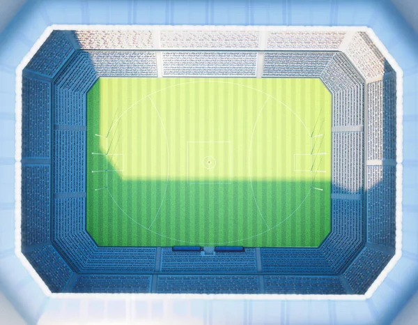 Aussie Rządzi Stadionem Słupkami Zaznaczonym Zielonym Trawiastym Boisku Ciągu Dnia — Zdjęcie stockowe