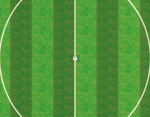 경기장 중앙에 축구공 아래푸른 풀밭에 표시를 목표로 렌더링 — 스톡 사진