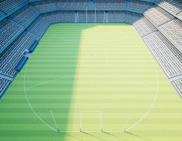 Aussie Regler Stadion Med Inlägg Markerad Grönt Gräs Tonhöjd Dagen — Stockfoto
