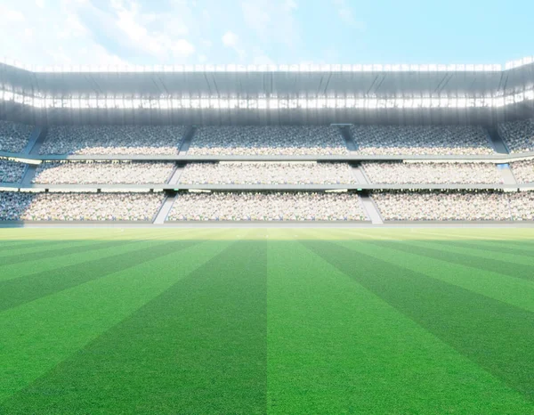 Ein Aussie Regelstadion Mit Pfosten Auf Einem Markierten Grünen Rasenplatz — Stockfoto
