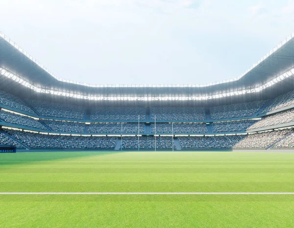 Ein Aussie Regelstadion Mit Pfosten Auf Einem Markierten Grünen Rasenplatz — Stockfoto