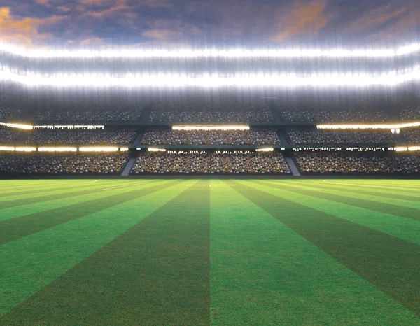 Aussie Pravidla Stadion Sloupy Označené Zelené Trávě Hřiště Noci Pod — Stock fotografie