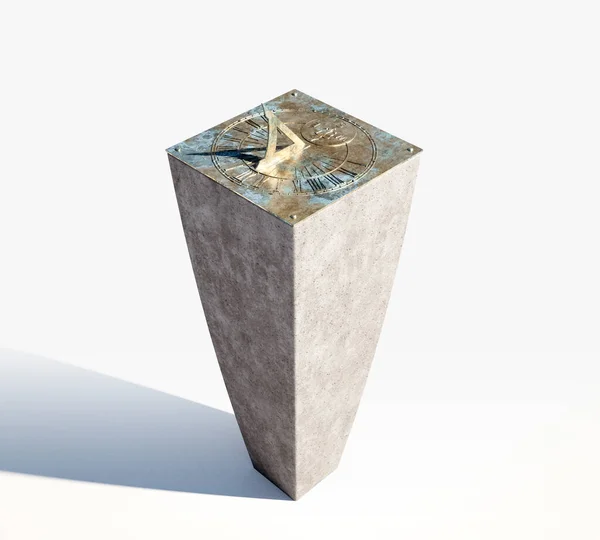 Square Cast Bronze Sundial Roman Numerals Standing Monolithic Concrete Base — Stock Photo, Image