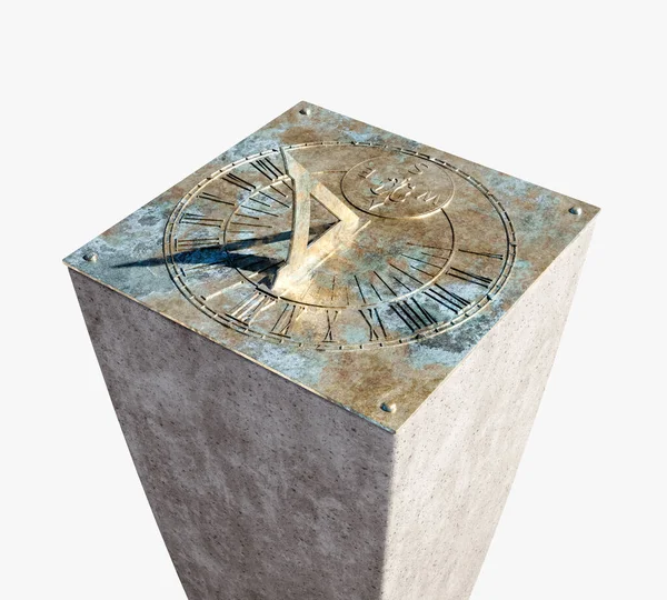 Relógio Sol Bronze Fundido Quadrado Com Algarismos Romanos Uma Base — Fotografia de Stock